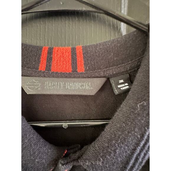 Harley Davidson Men's Black Short Sleeves Collared Button Up Polo Shirt Size 2XL - Picture 4 of 5